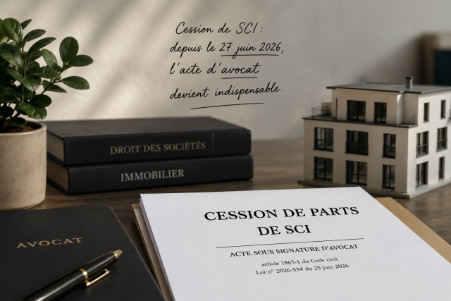 Cession de parts de SCI : ce que change la loi n° 2026-534 du 25 juin 2026